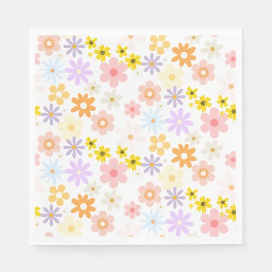 Serviette En Papier Bébé En Fleur Pastel Floral Retro Baby shower (Devant)