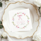 Serviette En Papier Bébé en Fleur Pink Bow Fleur sauvage Baby shower