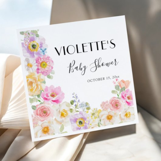 Serviette En Papier Bébé en Fleur Printemps Floral Fille Baby shower