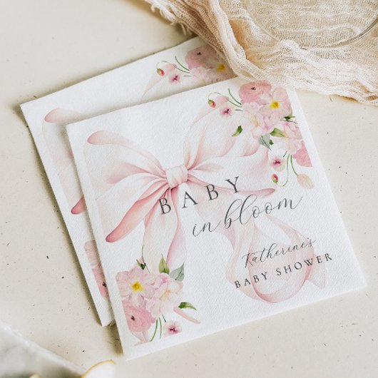 Serviette En Papier Bébé en fleur rose bow