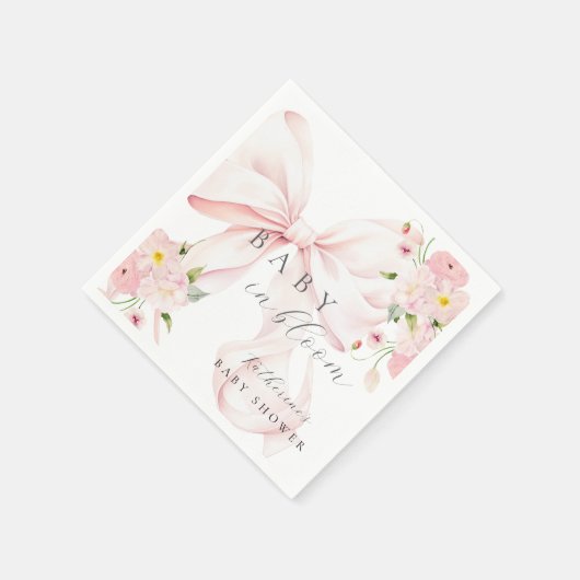 Serviette En Papier Bébé en fleur rose bow (Coin)