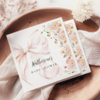 Bébé En Fleur Soft Rose Bow Baby shower Invitation