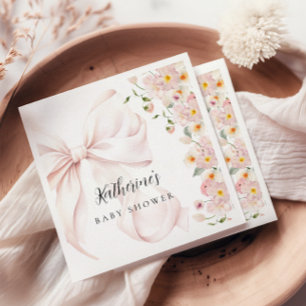 Serviette En Papier Bébé En Fleur Soft Rose Bow Baby shower Invitation