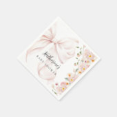 Serviette En Papier Bébé En Fleur Soft Rose Bow Baby shower Invitation (Coin)