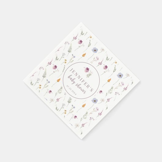 Serviette En Papier Bébé en fleur violet baby shower serviettes en pap (Coin)