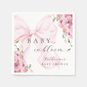 Serviette En Papier Bébé en fleurs à ruban rose (Devant)
