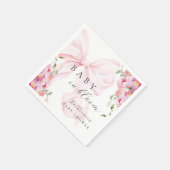 Serviette En Papier Bébé en fleurs à ruban rose (Coin)