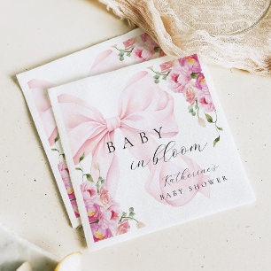 Serviette En Papier Bébé en fleurs à ruban rose