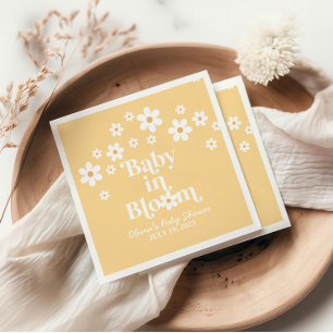 Serviette En Papier Bébé en fleurs Baby Shower bohème Daisy Jaune