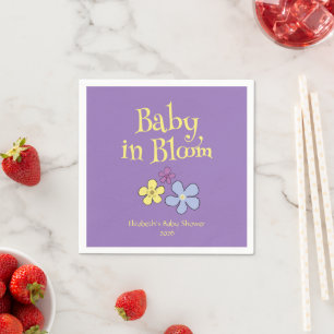 Serviette En Papier Bébé en fleurs Baby Shower Fille Fantaisiste Flora