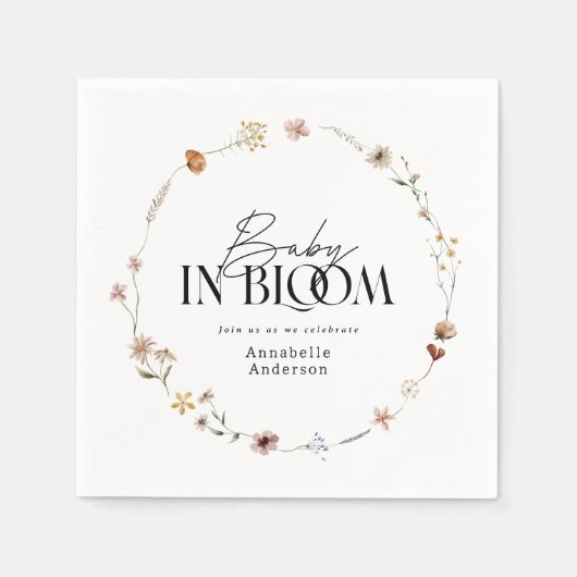 Serviette En Papier Bébé en fleurs baby shower fleur sauvage (Devant)