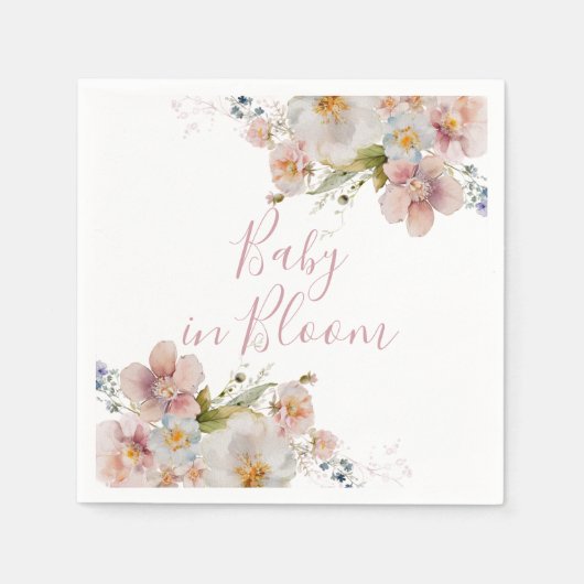 Serviette En Papier Bébé en fleurs baby shower floral (Devant)