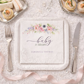 Serviette En Papier Bébé en fleurs Douce Baby Shower Florale