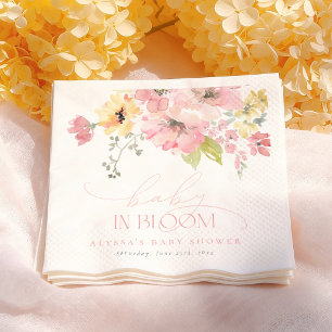 Serviette En Papier Bébé en fleurs Fête de naissance de bébé fille ros