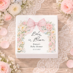 Serviette En Papier Bébé en fleurs rose blush floral Baby Shower