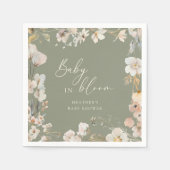 Serviette En Papier Bébé en fleurs Sage Baby shower Fleur sauvage vert (Devant)