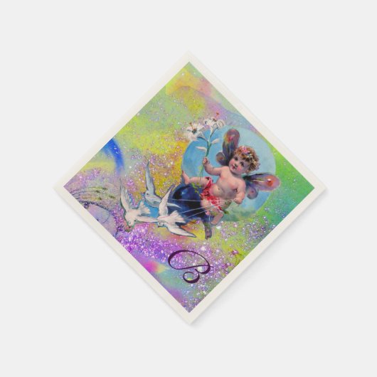 SERVIETTE EN PAPIER BÉBÉ FAIRY AVEC DES POIDS EN PURPLE ÉCLAIRAGE VERT (Coin)