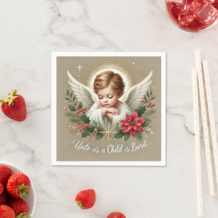 Serviette En Papier Bébé Festif Jésus Nativité Bible Verse Découpage