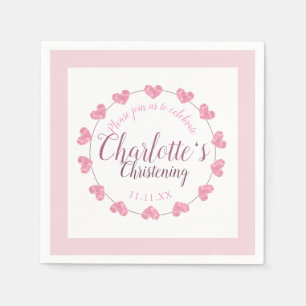 Serviette En Papier Bébé fille à la bavarde rose et blanc
