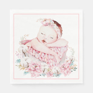 Serviette En Papier Bébé fille aquarelle Baby shower papier serviettes