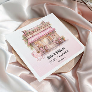 Serviette En Papier Bébé Fille Café Floral Rose Français
