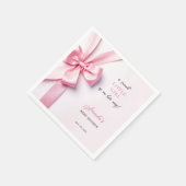 Serviette En Papier Bébé Fille Douce avec Ruban Rose (Coin)