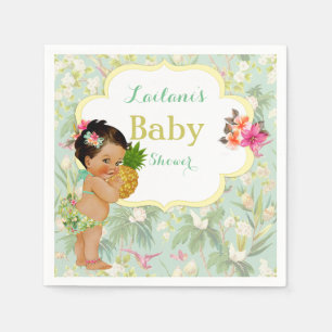 Serviette En Papier Bébé fille en bikini tropical luau hawaïen tresses