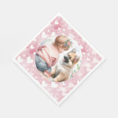 Serviette En Papier Bébé fille et Baby shower rose chiot (Coin)