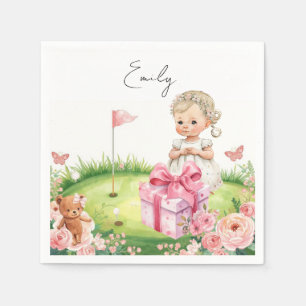 Serviette En Papier Bébé fille golfeuse sur le green de pratique
