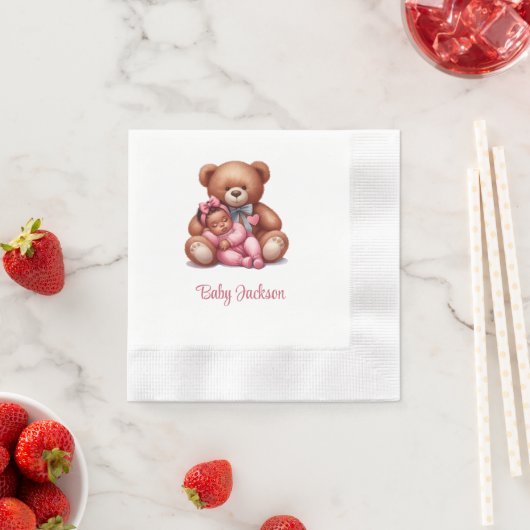 Serviette En Papier Bébé Fille Ours de Rêve (En situation)