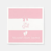 Serviette En Papier Bébé Fille Rose Bows & Little Feet Custom (Devant)