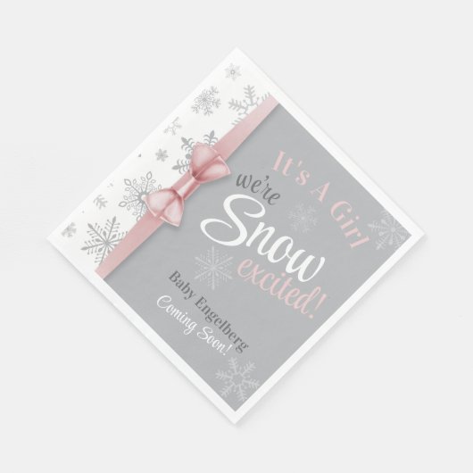 Serviette En Papier Bébé Fille rose Nous sommes Neige Excitée Snowflak (Coin)