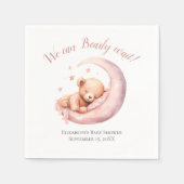 Serviette En Papier Bébé Fille rose Ours Lune Baby shower d'attente pr (Devant)