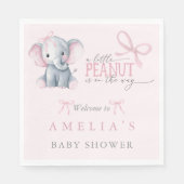 Serviette En Papier Bébé Fille Shower à l'Éléphant Rose (Devant)