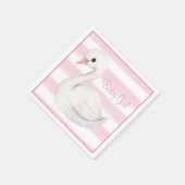 Serviette En Papier Bébé fille Swan fille Baby shower de script rose (Coin)