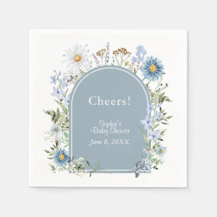 Serviette En Papier Bébé Fleur sauvage bleu Dusty dans le Baby shower