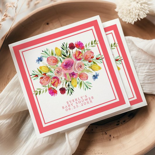 Serviette En Papier Bébé fleur sauvage En Fleur Baby shower Floral