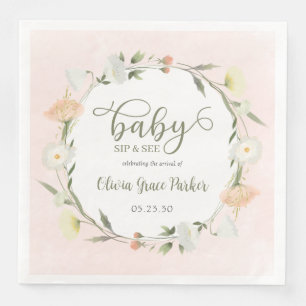 Serviette En Papier Bébé fleur sauvage Sip Et Voir