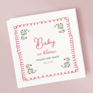 Serviette En Papier Bébé Floral Dessiné À La Main Dans Le Baby shower 
