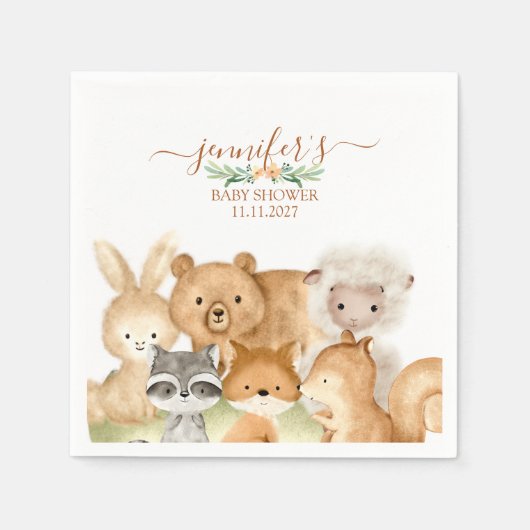 Serviette En Papier Bébé forêt aquarelle (Devant)