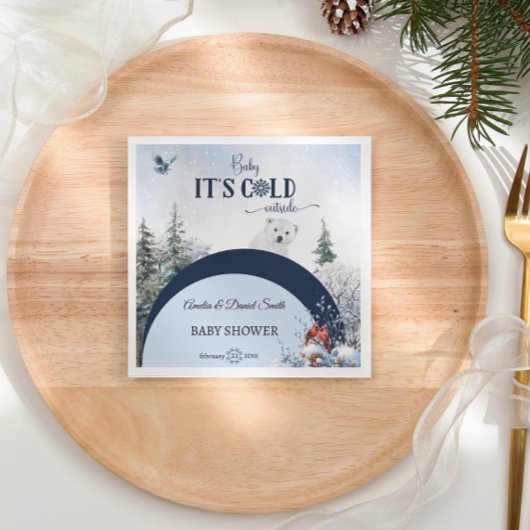 Serviette En Papier Bébé froid à l'extérieur de l'ours neigeux Baby sh