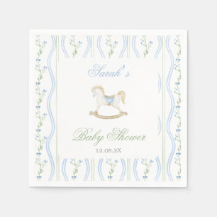 Serviette En Papier Bébé Garçon Baby Shower Cheval à Bascule