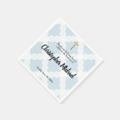 Serviette En Papier Bébé garçon Baptême bleu et blanc motif (Coin)