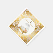 Serviette En Papier Bébé Garçon Christening Baptême Or Argent (Coin)