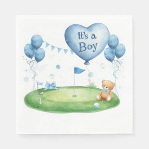 Serviette En Papier Bébé garçon de golf sur green de putting 