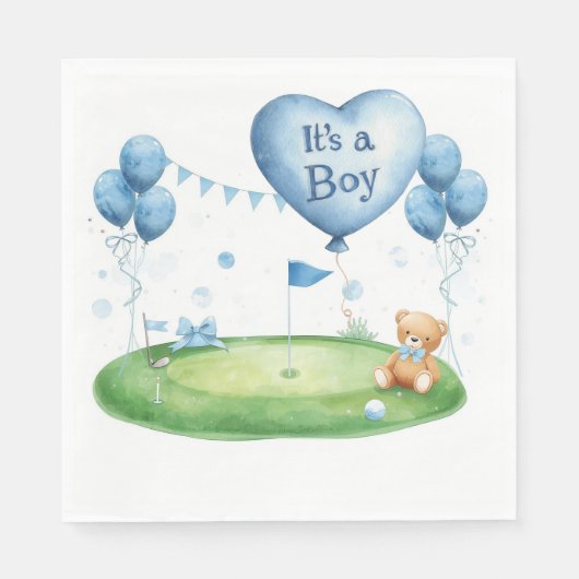 Serviette En Papier Bébé garçon de golf sur green de putting (Devant)