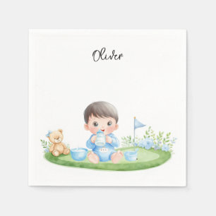 Serviette En Papier Bébé garçon de golf sur green de putting