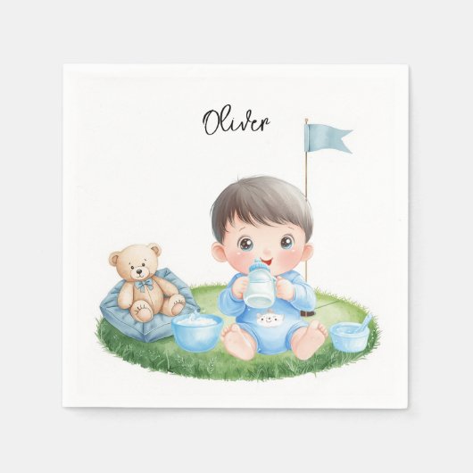 Serviette En Papier Bébé garçon de golf sur le green (Devant)