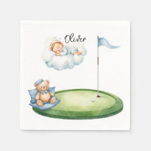Serviette En Papier Bébé garçon de golf sur le green de putting