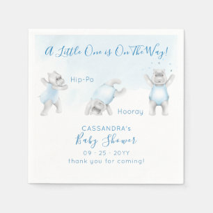 Serviette En Papier Bébé Garçon Fête de Naissance Hippopotame Culbute